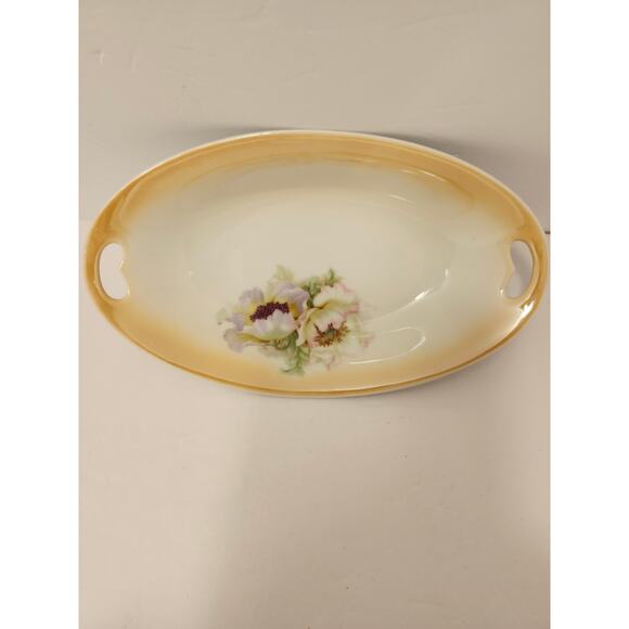 PV Vessra Porcelain Vintage Hand Painted 3 Piece Set Pickle Dish Oval Floral - Picture 6 of 12